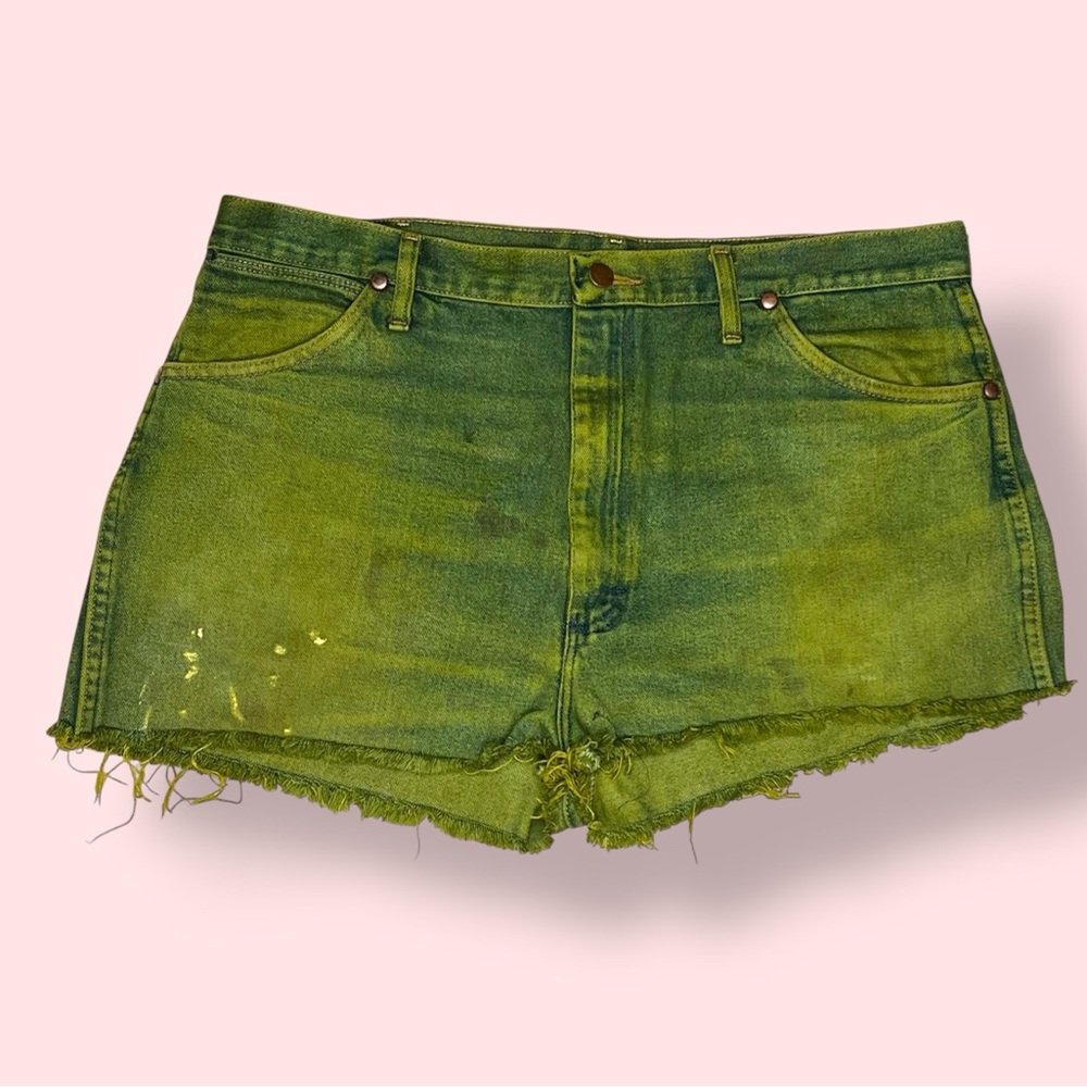 Custom Acid Green Vintage Wrangler Cut Offs